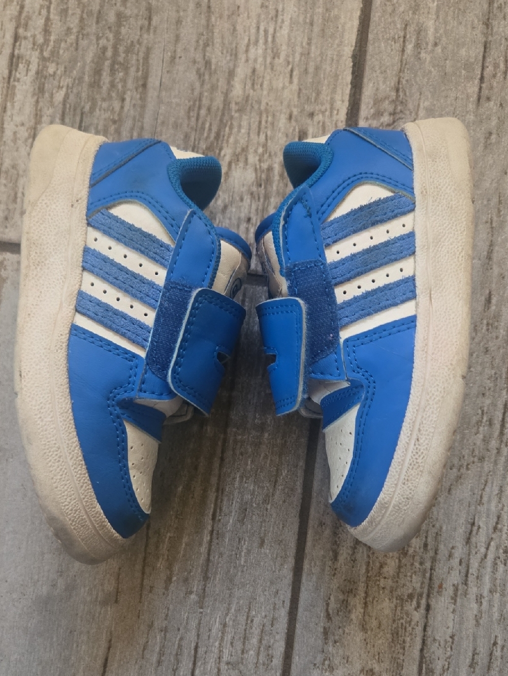 adidas Kids Blue and White Velcro Athletic Sneakers